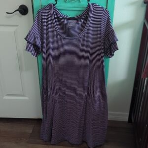 Striped Purple Maternity Dress